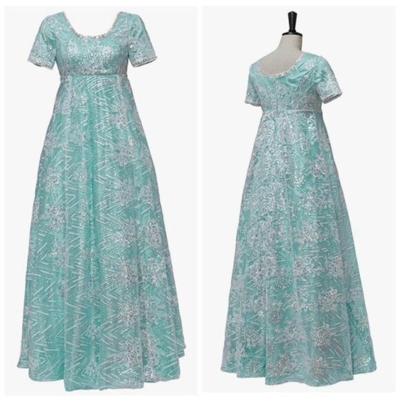 Kate Sharma Regencycore Dress Cosplay Gown Aqua Jane Austen Tea Party Size Small - Picture 1 of 11